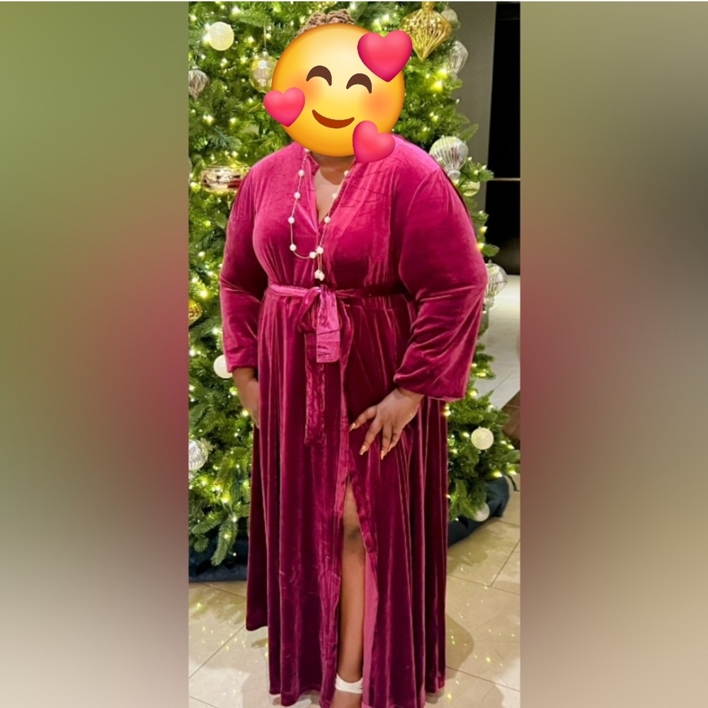 Xpluswear Velvet Magenta Maxi Dress